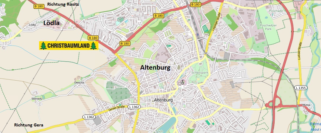 Anfahrtsskizze zum Feldverkauf Altenburg an der B180 (Zeitzer Straße)