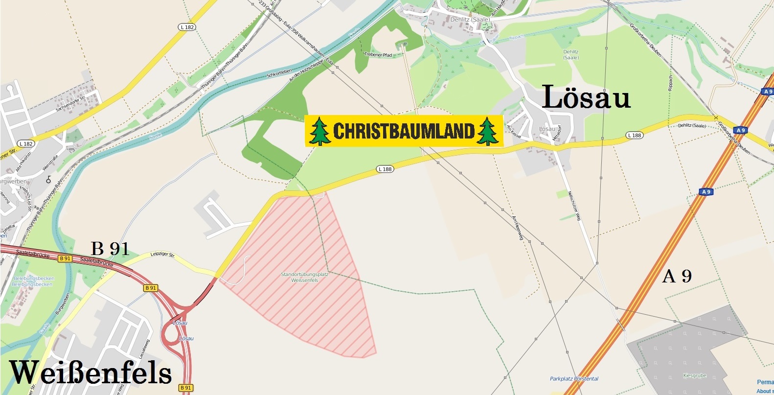 Anfahrtskarte zum Feldverkauf Lösau an der Weißenfelser Straße